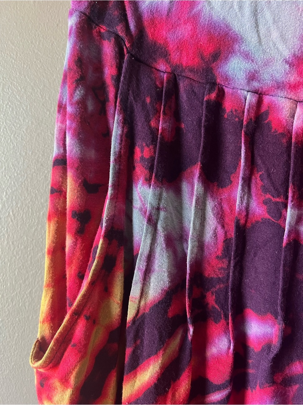 Harem Pants Lightweight Cotton Tie-Dye Multicolored Pants - Picture 4 of 7